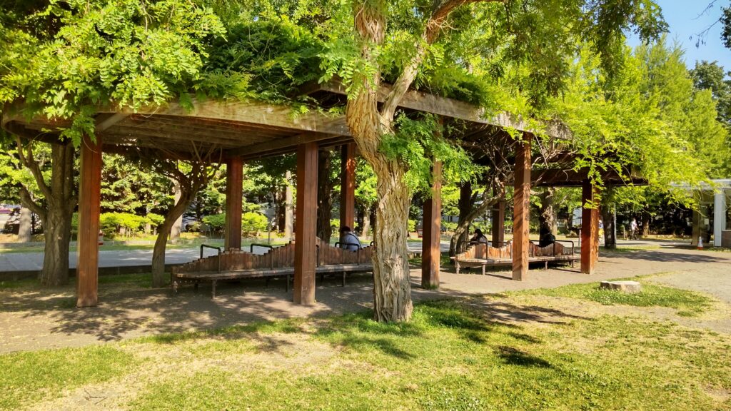 中島公園のベンチ